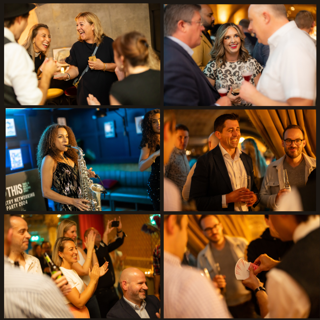 Guests networking at insurance event