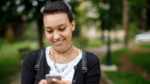 student using their phone